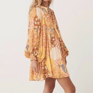 Spell Floral Patchwork Mini Dress - Yellow and Pink